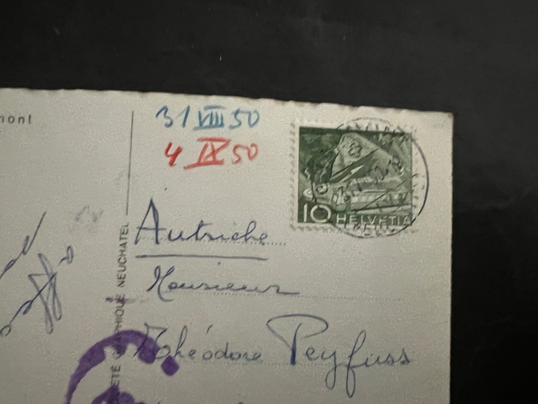 Cartoline postali: AK   1950 Chaumont   (G3242) – Usato da Hinwil venduto da Sidi4 1