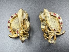 Vintage-Ohrringe Cabouchon Paris – Goldfarben