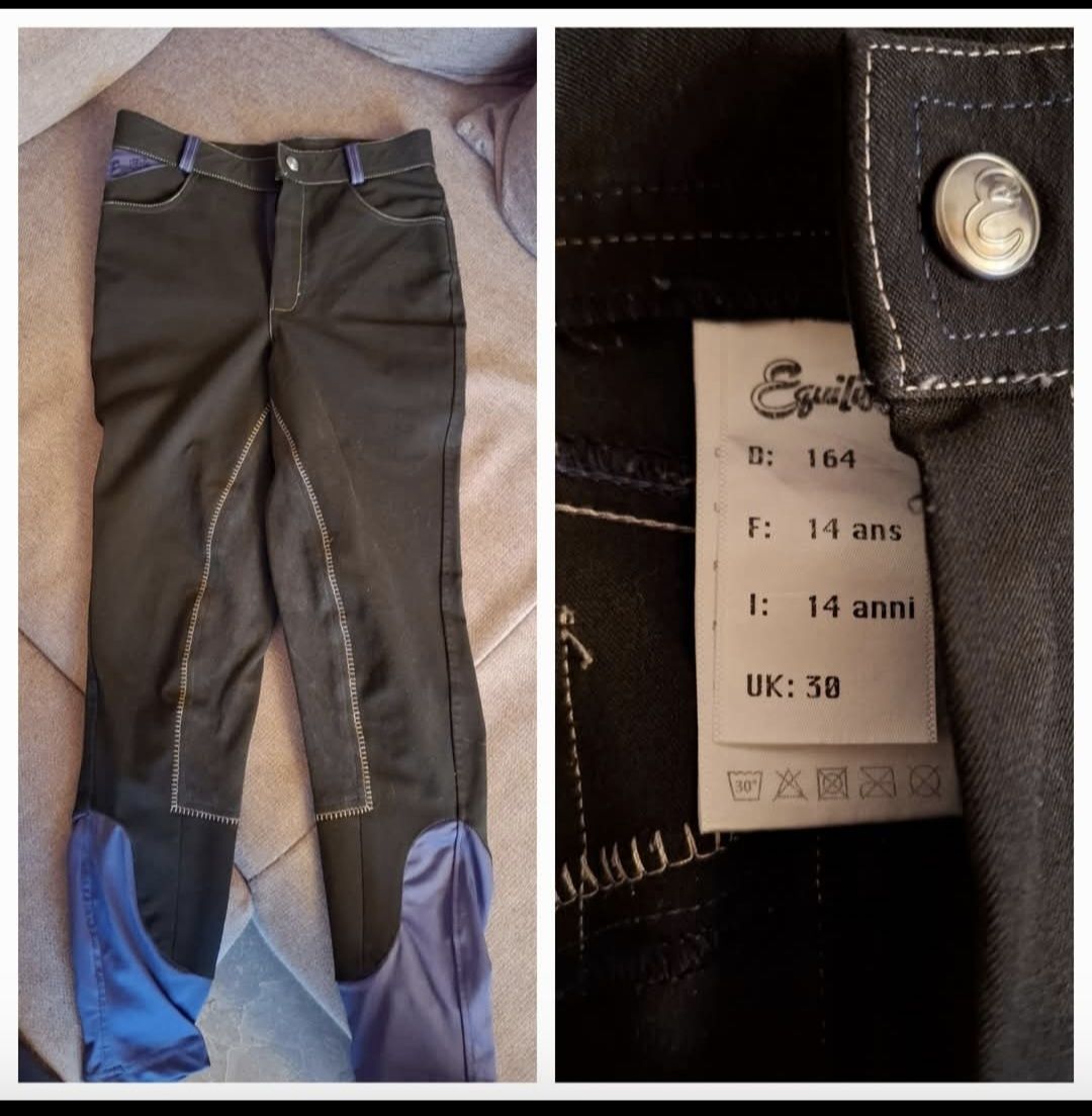 Pantaloni: Reithose Equilibre Gr. 164, schwarz/blau – Usato da Eriswil venduto da Chrigu208