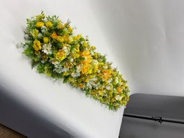 Tischdekoration Blumenarrangement Künstlich Gelb Weiss Neu