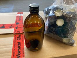 Sirupflasche, Saftflasche Glas braun PP28 inkl. Deckel