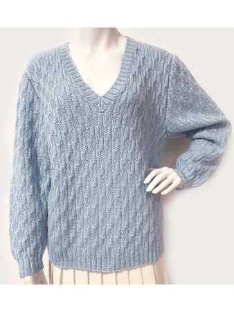 Pullover hellblau one size handgestrickt VINTAGE 1980s