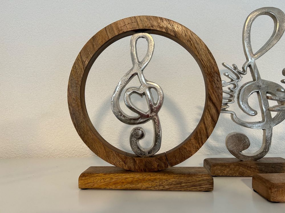 GILDE Notenschlüssel Deko - Mit Herz Auf Mangoholz Ständer