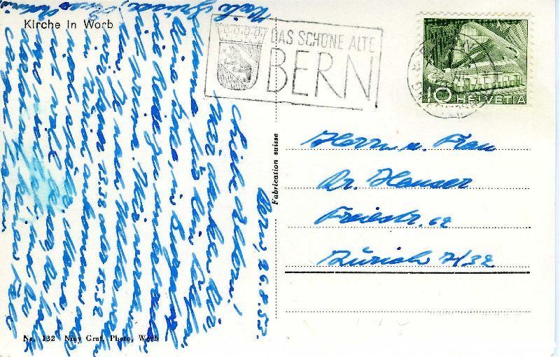 Cartoline postali: Worb - Kirche + 1953 – Usato da Emmenbrücke venduto da teestube 1