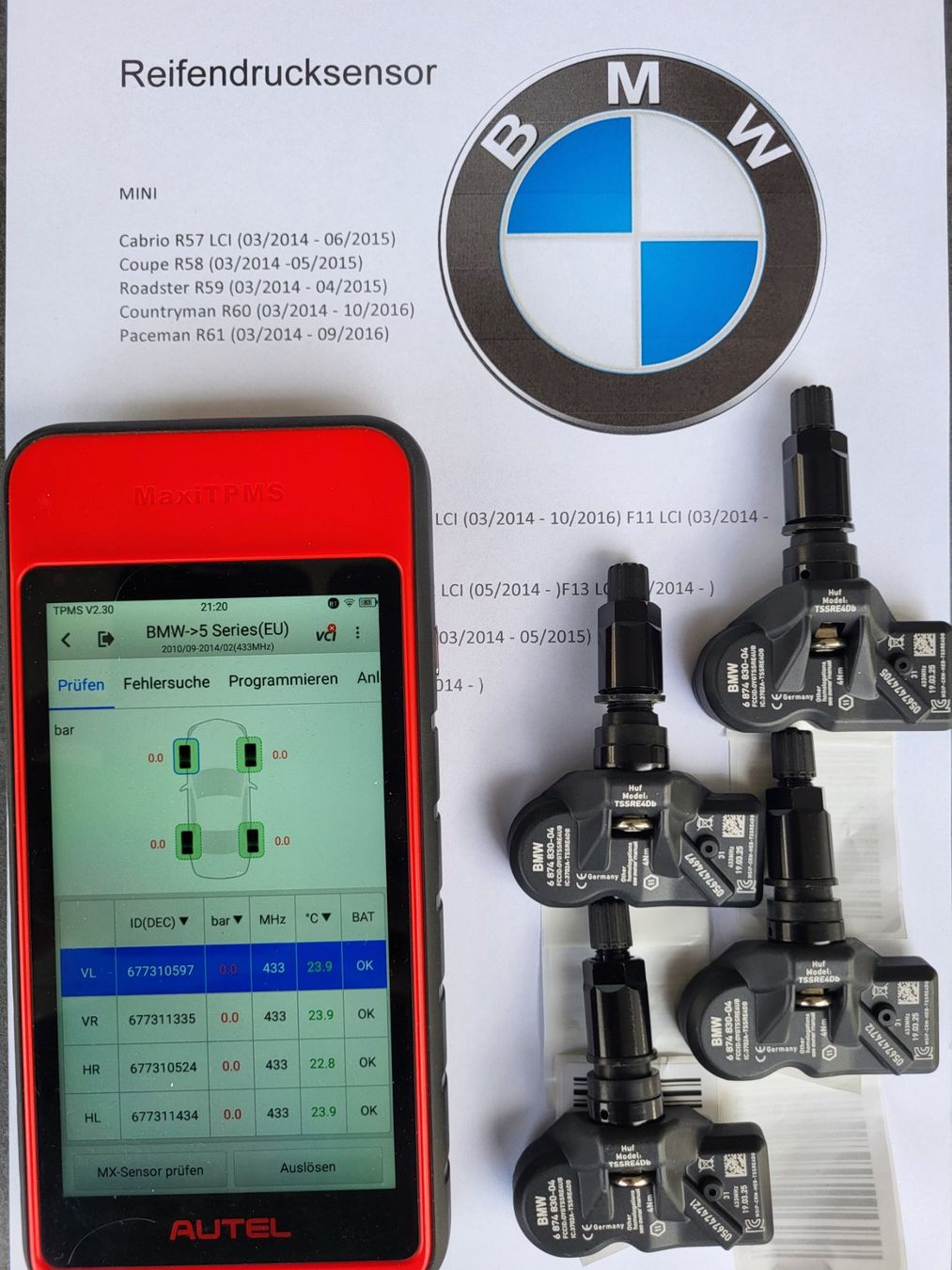 BMW Tutti pezzi di ricambio auto: BMW Reifendrucksensor X4 F26 X1 E84 LCI – Nuovo e nell'imballaggio originale da Wauwil venduto da Reifendrucksensoren