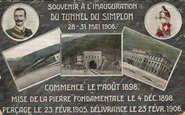 Ansichtskarte Simplontunnel Einweihung 1906 gelaufen