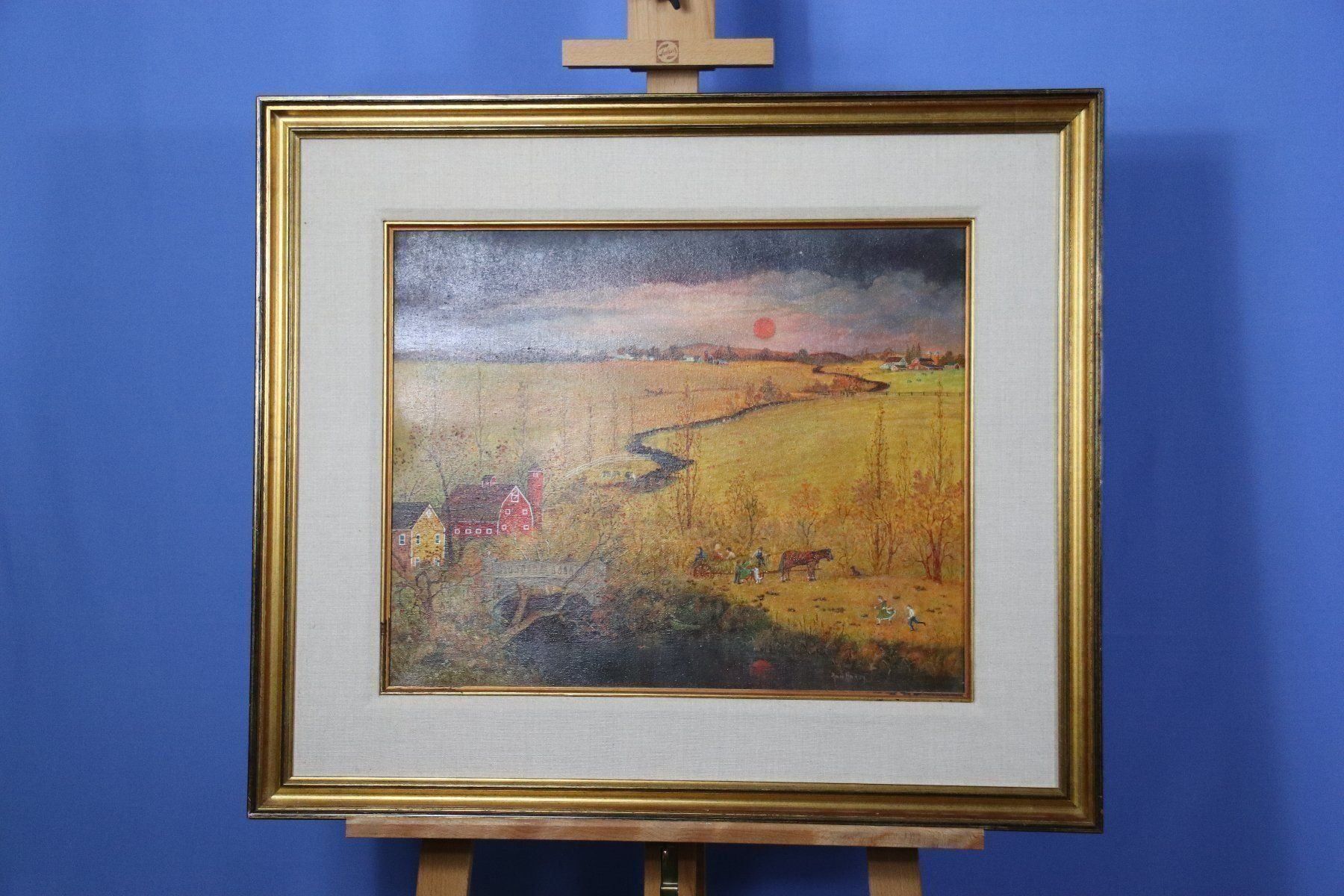 Dipinti: Ann Hardy, Gemälde "Heuwagenfahrt", feinste Malerei. – Usato da Zug venduto da Kunst-Fundgrube 5