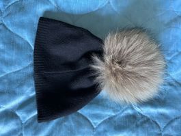 Warm Winter Beanie with Real Fur Pompom