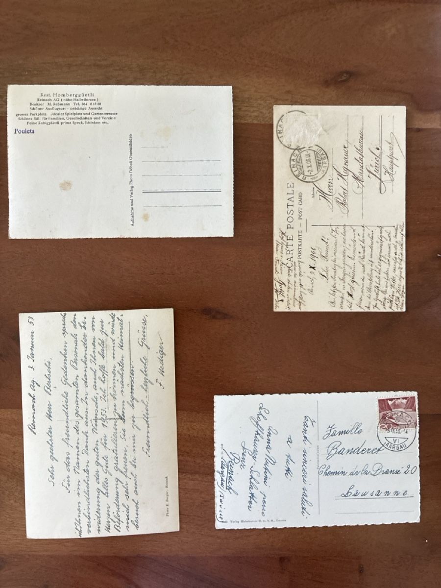 Cartoline postali: 4 Ansichtskarten Schweiz von Reinach AG – Usato da Oftringen venduto da Cla.vD.74 1