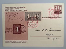 1943 Karte Schw. Postmuseum 10er Karte mit W15