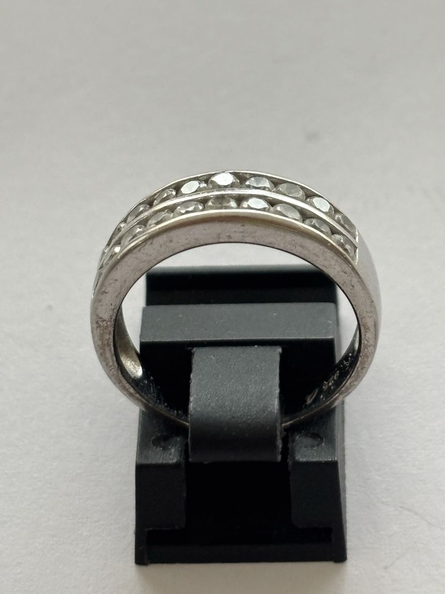 Anelli: Silber Ring 925 Zirkonia  2 Reihen – Usato da Langnau am Albis venduto da flusspflege 2