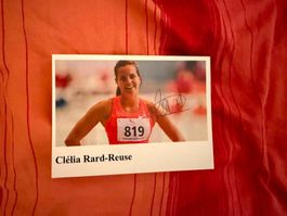 Foto mit Unterschrift Clélia Rard-Reuse Sportlerin signiert