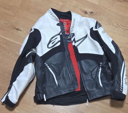 Motorradjacke Alpinestars Leder schwarz weiss