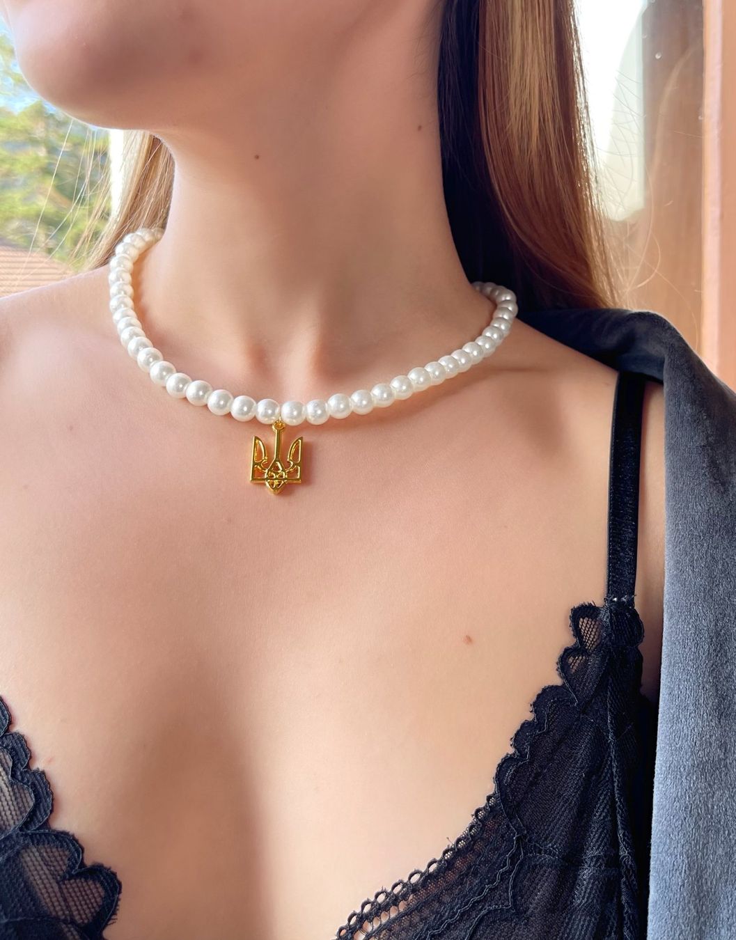 Catenine: Perlenkette, Halskette mit Dreizack, Wappen der Ukraine – Nuovo e nell'imballaggio originale da Couvet venduto da Aura_aura