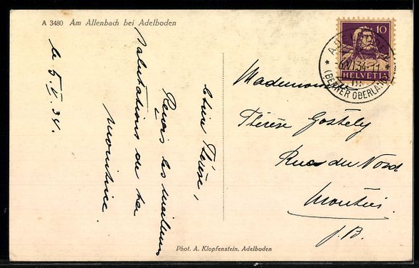 Cartes postales: AK Adelboden, Am Allenbach – D'occasion à Berlin par bartko-reher 1