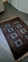 Retro Teppich mit Mustern dunkelblau guter Zustand 125x200 