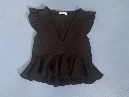 kurzes Shirt mit Rüschen, schwarz, Gr. XS