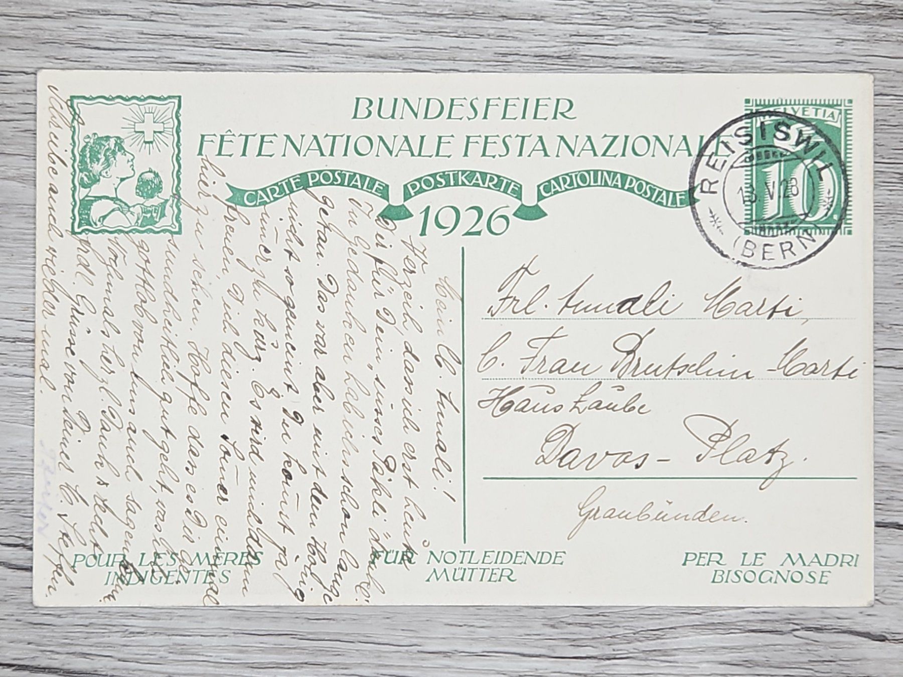 Tutti i francobolli: CL16 Carte Postale + Timbre Suisse 1928 – Usato da Cousset venduto da Patrick_Collections
