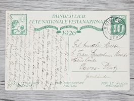 CL16 Carte Postale + Timbre Suisse 1928