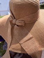 Sonnenhut grosser Hutrand braun Band mit Schleife unbenutzt