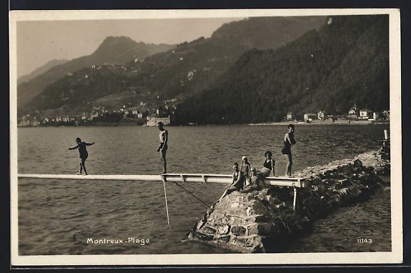 Cartoline postali: AK Montreux, La Plage, 1930 – Usato da Berlin venduto da bartko-reher