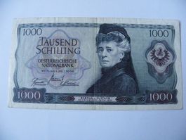 Banknote Österreich 1000 Schilling 1966, Bertha Suttner