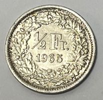 1/2 Franken - stehende Helvetia - 1965 B (Silber .835)