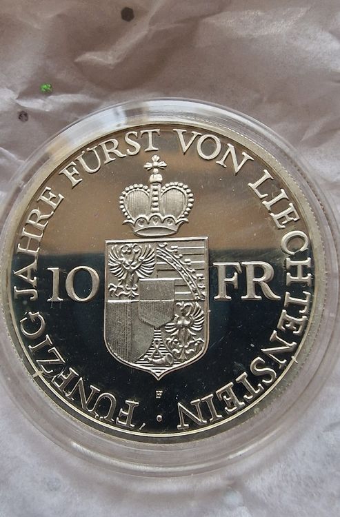 silberm-nze-f-nfzig-jahre-f-rst-von-liechtenstein-10-fr-gebraucht-in