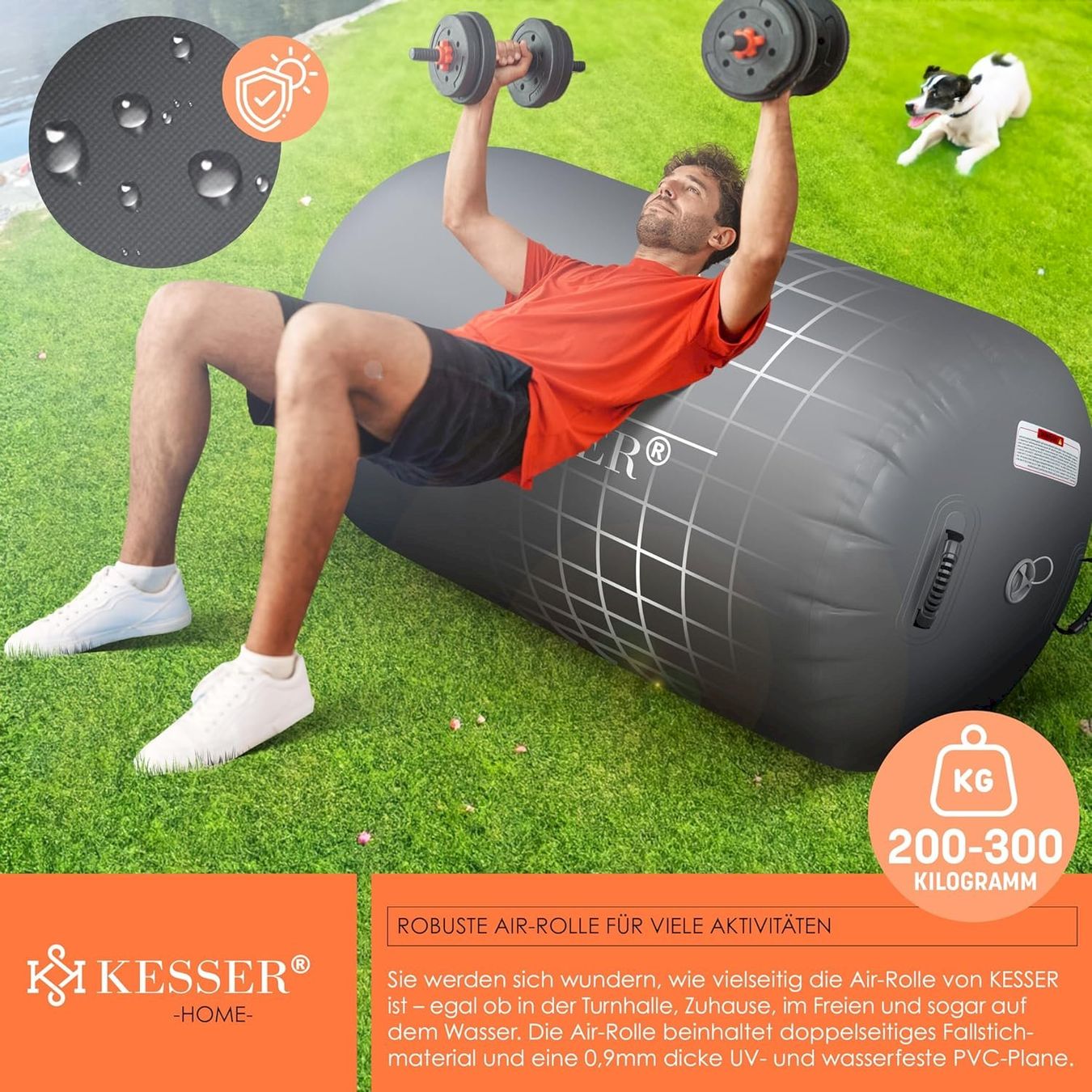 Accessori: Aufblasbare Gym-Rolle 120x90cm grau – Nuovo e nell'imballaggio originale da Bottighofen venduto da zaap 5