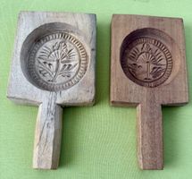 Holzmodel Gebäckform Butterform Blumenmuster 2 Stk Antiquitä