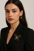 Elegant Black and Green Butterfly Brooch