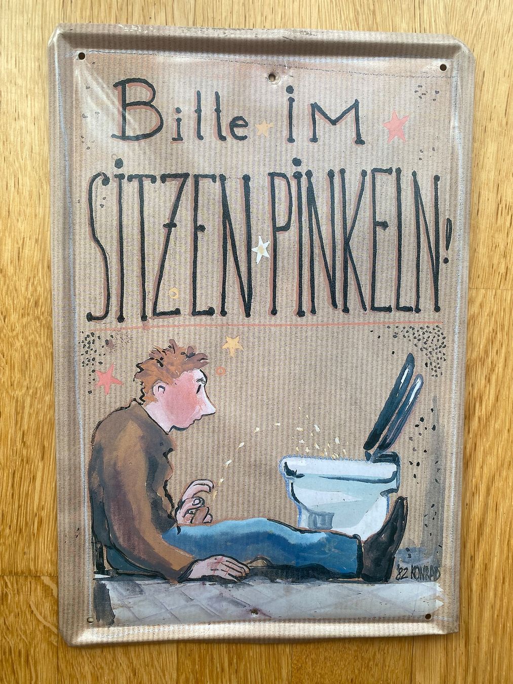 Insegne: Blechschild "Bitte im Sitzen pinkeln" – Usato da Trin-Mulin venduto da Tintengoldfisch