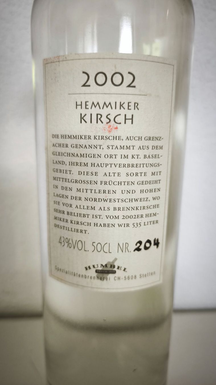 Bevande alcoliche: Humbel Hemmiker Kirsch 2002, 50cl – Nuovo (secondo la descrizione) da Kerns venduto da cat_6bnd 2