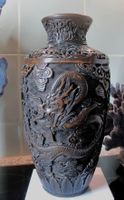 hübsche chinesische Vase im Zinnober mit dopp. Drachen✨🐲