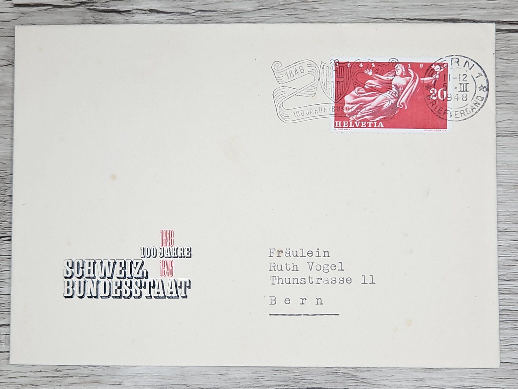 Tutti i francobolli: CL01 Enveloppe + Timbre Suisse 1948 – Usato da Cousset venduto da Patrick_Collections