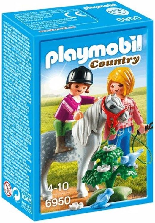 PLAYMOBIL 6950 Spaziergang Mit Pony – Spielset Mit Reitlehrerin, Mädchen & Apfelschimmel Pony