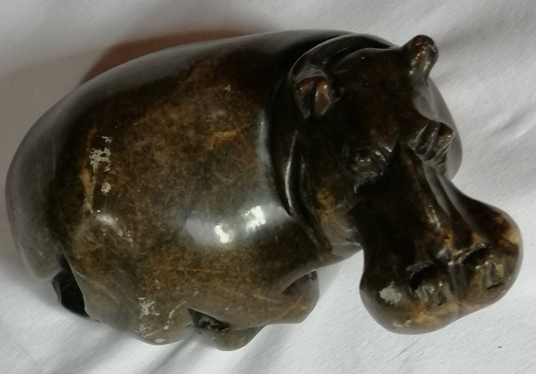 Statuette: Nilpferd liegend - handgeschnitzt - Stein / Speckstein – Usato da Oberriet SG venduto da Atir47 4