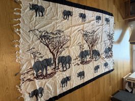  Thai Schal / Tuch , Elefantenmuster, Sommerdeko