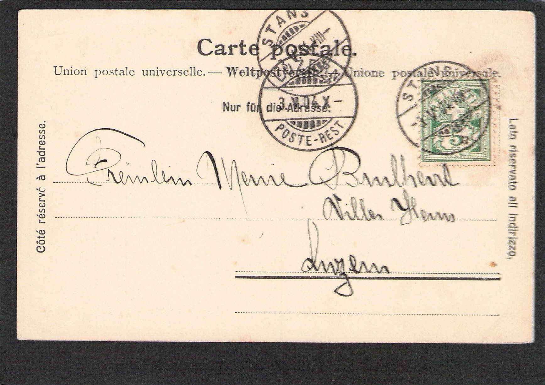 Cartoline postali: AK. NW Stans- Inneres der Kirche , 1904 – Usato da Reichenburg venduto da ibiza18 1