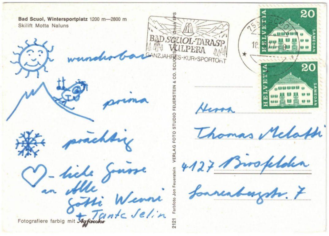 Cartoline postali: Scuol - Skilifte Motta Naluns – Usato da Binningen venduto da Mountainrider 1