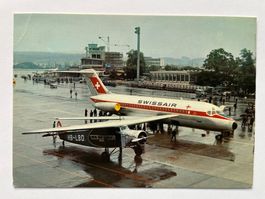 Postkarte Kloten Flughafen erste DC-9/15 der Swissair 1966