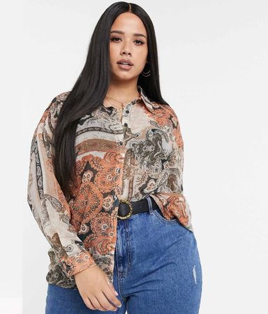Asos Design Curve Bluse Paisley Shirt Gr. 54