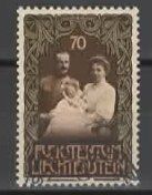 Liechtenstein: Fürstenpaar mit Kleinkind  70 Rp.  uralt  (7