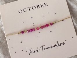 Bracelet mois de naissance - tourmaline rose pour octobre