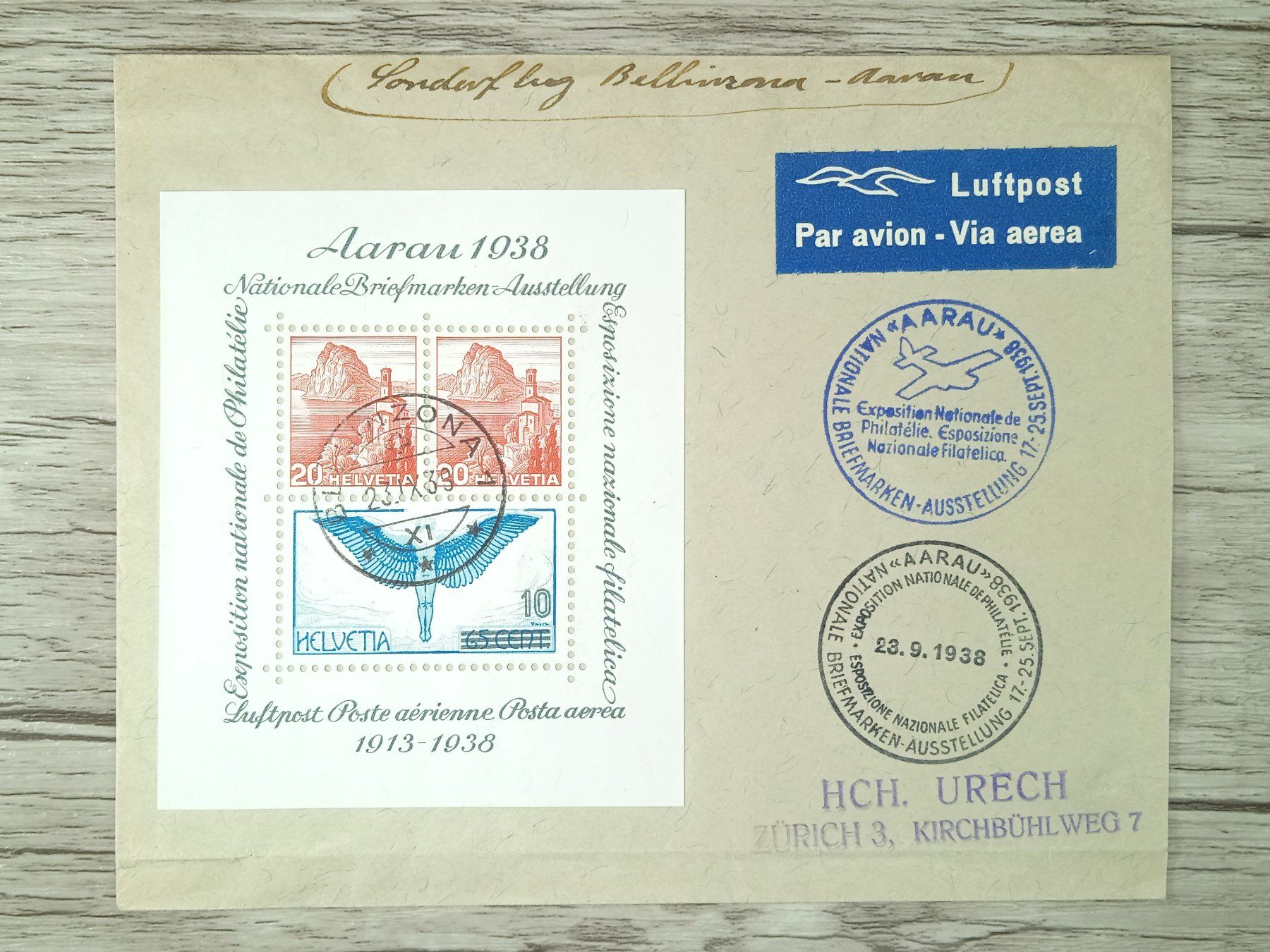 Tutti i francobolli: TR09 Enveloppe + Timbre Suisse 1938 – Usato da Cousset venduto da Patrick_Collections