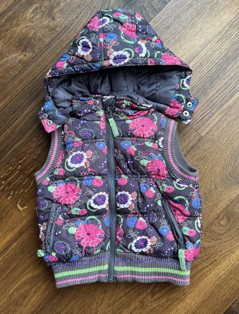 Weste Jacke Gilet mit Blumen Gr. 80 - Kapuze abnehmbar