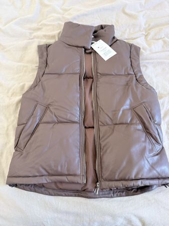 Gilet sans manches Zara effet cuir marron neuf taille XS