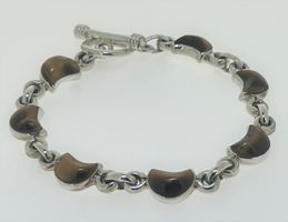 Bracelet en argent massif 925 - Pierres oeil de tigre NEUF