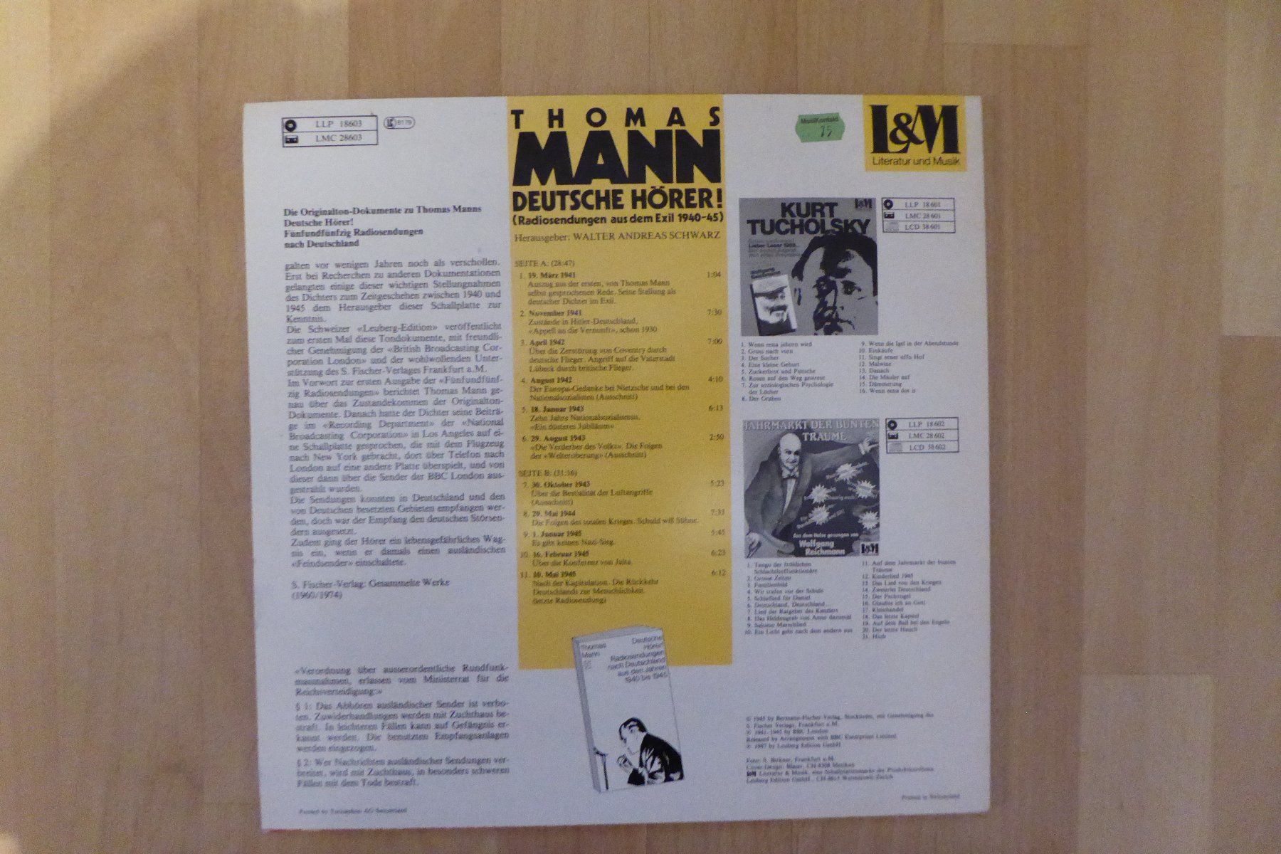 Schallplatten: LP Thomas Mann Deutsche Hörer – Gebraucht aus Allschwil von Summelsarium 1