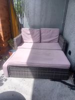 Rattan Lounge Sofa mit Fussteil grau gebraucht